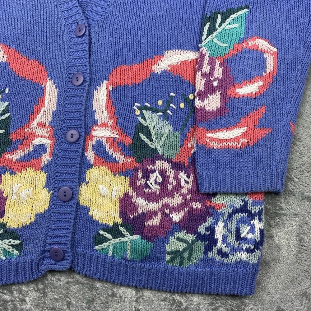 Vintage Lauren Hansen Sweater Womens Small Multicolor Spring‎ Floral Cardigan - Picture 2 of 14